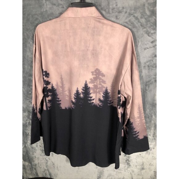 Noracora Womens Long Sleeve Button-Up Shirt With Forest Print - Picture 10 of 12